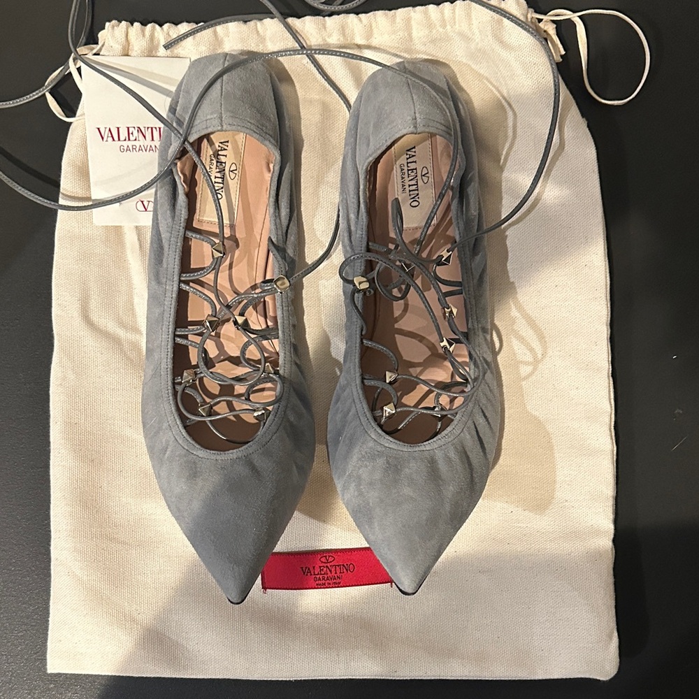 Valentino Women's Blue Lace-Up Flats